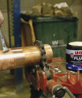 Applying Easy To Use Pro Grade Regular Soldering Flux Paste For Lead Free SolderS With Detergent Action Cleans As It Solders Non Acid Non Toxic No Zinc Chloride Mil Spec Approved For Copper Brass Tin Silver Nickel Mild Steel And More 1 Pound Jar to copper pipe