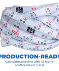 12 Foot Self Adhesive Measuring Tape With Right To Left Reading Bench Ruler coiled in a pile showcasing scuff-resistant metal