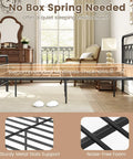 Heavy Duty Queen Metal Platform Bed Frame With Victorian Diamond Headboard And Footboard, Built Tough No Box Spring Needed, Super Sleek Under Bed Storage, Legit Room Upgrade, Matte Black shown in a modern bedroom.