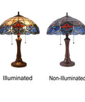 Caspian Tiffany Style Dark Bronze Two Light Victorian Table Lamp With 16 Inch Shade Crystal Beads Glass Accents Pull Chain Indoor