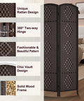 Tall Six Foot Room Divider Four Panel Privacy Screen Freestanding Wall Partition Dark Coffee Finish With Foldable Panels And Two Way Hinges