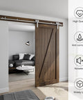 9 Foot Stainless Steel Sliding Door Hardware Kit For Wooden Barn Doors, Heavy Duty And Smooth Operation, Fits 54 Inch Wide Single Door