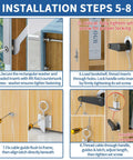 Installation steps 5-8 for Heavy Duty Hidden Door Book Latch Featuring Slick Concealed Bookshelf Catch For Seamless Safe Room Upgrade And Smooth Operator DIY Stealth Lock Set.
