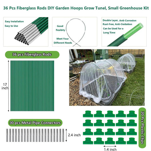 Fiberglass Garden Hoops For Raised Beds Pack Of Six Sets 8 Foot Heavy Duty Rust Proof Grow Tunnel Frames For Garden Netting Row Cover Shade Cloth Protect Outdoor Plants Tough As Nails Easy Setup For Greenhouse And Outdoor Gardens
