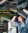 Must Have Magnetic Tool Mat Set for Garage and Workshop, Includes Magnetic Tray and Screw Organizer Pad with mechanic using tools
