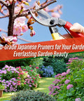 Bypass Pruning Shears 8 Inch For Garden Use, Razor Sharp Japanese Hand Pruners trimming a flowering tree branch in a garden