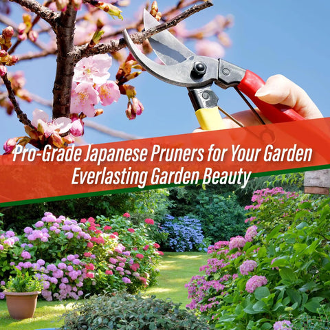 Bypass Pruning Shears 8 Inch For Garden Use, Razor Sharp Japanese Hand Pruners trimming a flowering tree branch in a garden