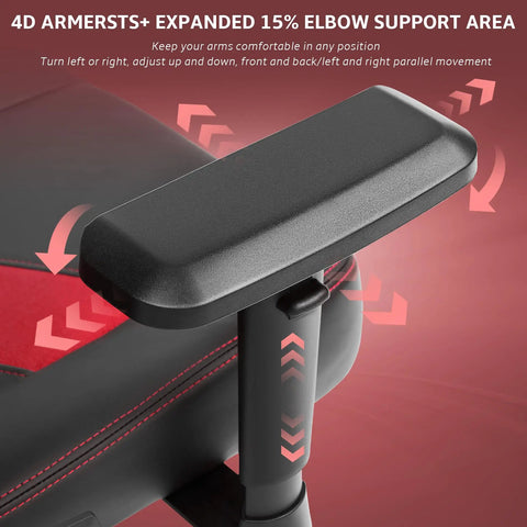 4D armrest of Comfy Ergonomic Gaming Chair With 4D Armrests High Back Office Chair With Headrest And Lumbar Support.