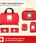 Thrive Mini First Aid Kit by Amazon: 66-piece red travel set with multiple pouches and carry bag.