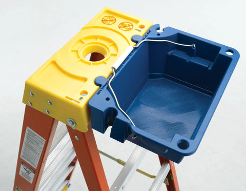 AC52-UB Ladder Accessory Kit With Liquid Holder Swiveling Carry Handle And Tool Towel Dock Lock In System on stepladder