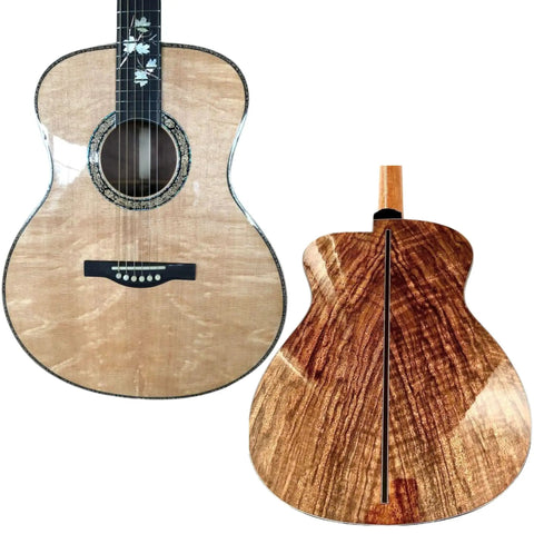 Front and back view of acoustic guitar with Pro Grade Brite Tone Polyurethane Instrument Finish High Solids Non Yellowing Clear Coat