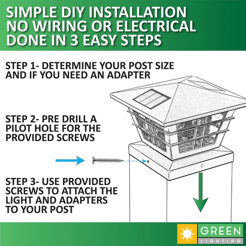 Cape Cod Solar Post Cap Lights For 4x4 Wood Posts And 4x4 Or 5x5 PVC Vinyl Posts Outdoor Solar Powered LED in installation steps.