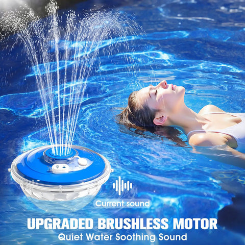 Two In One Floating Pool Fountain With Lights For Inground And Above Ground Pools LED Underwater Light Show in action