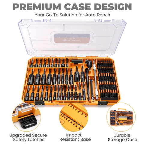 Beefy 86 Piece Magnetic Nut Driver Set And Impact Driver Bits With Quarter Inch Drive Sockets Metric And SAE in case