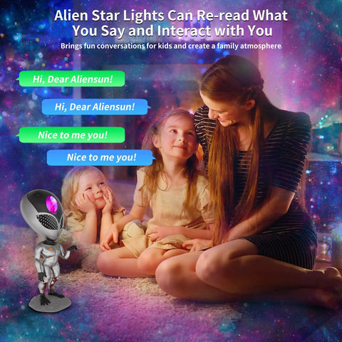 Family interacting with Star Galaxy Projector with Dope Nebula Lights in bedroom