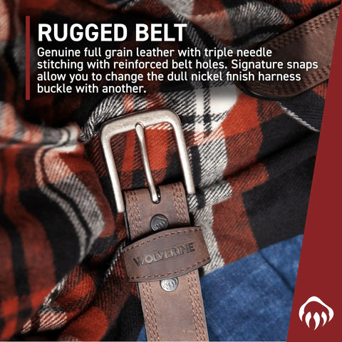 Full Grain Leather Work Belt For Men, Rugged Brown Heavy Duty Belt With Triple Stitching, Built To Last Durable Construction For Trades, 34 Inch Waist, Worksite Ready Comfort And Reliability On The Job