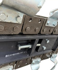 Close-up of metal blades on Field Trencher Skid Steer Attachment For Farms And Landscapes With 48 Inch Trench Depth And 8 Inch Cutting Width 15 To 25 GPM At 3000 PSI Hydraulic Flow Heavy Duty Build For Agriculture Gardening And Municipal Projects US Stock