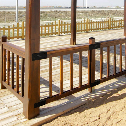 Heavy Duty Pergola Bracket Kit 8 Pieces 3.6 By 3.6 Inch Rafter Post Connectors For Outdoor Gazebos Decks Carports Sunrooms Log Cabins DIY Friendly Fittings Rust Resistant Powder Coated Steel