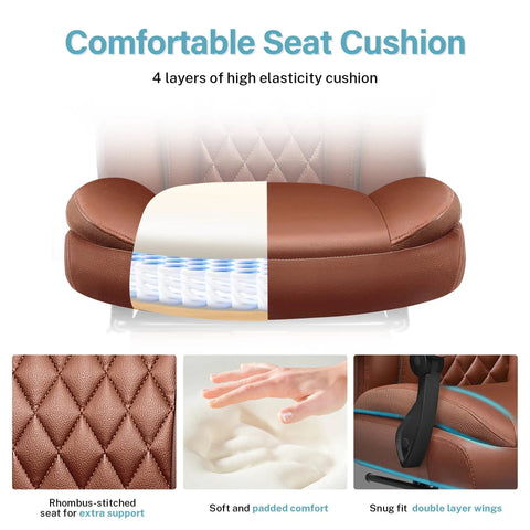 Built For Big And Tall Folks Leather Office Chair With Footrest And Adjustable Headrest, cushion layers and design