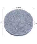 Close-up of a grey Set Of 48 Self Adhesive Felt Furniture Glides 25 mm Diameter Scratch Resistant Floor Protectors for chairs and tables.