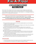 Fix-A-Floor Micro Injection Nozzle Pro-Pack instructions with images of components and application tips.