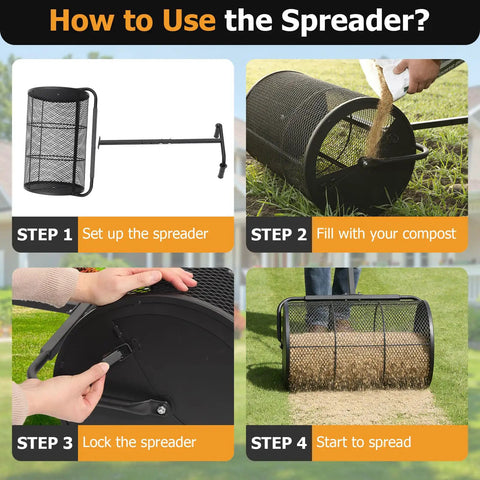 Guide on using Compost Spreader 24 Inch Wide Peat Moss Spreader with U Shaped Handle for garden care