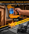 Badass Cordless Brad Nailer 18 Gauge Electric Nail Gun 21V Rechargeable Portable Nailer Kit With Two Solid Batteries And A 1000 Piece Nail Pack showcasing premium motor and ergonomic grip.
