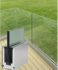 Adjustable Aluminum Glass Spigot Kit Built Tough For Decks And Pools Top Shelf heavy duty rail post clamp on wooden deck with glass.