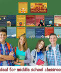 Think Like A Historian Posters 16 Pack Social Studies Classroom Decorations Thinking Posters Bulletin Board Set For Middle And High School 11 By 13.8 Inches Ideal For Office Or Home Learning displayed with students.