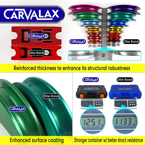 Carvalax Pipe Tube Bender Set For 1/4 To 7/8 Inch O.D. LITE Version displays seven color-coded aluminum benders and a sturdy case.