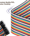 Dope 40 Piece Jumper Wire Kit With Female To Male Dupont Cables 20 Cm Length 8 Inch Multicolor Ribbon Wires For Breadboard Prototyping