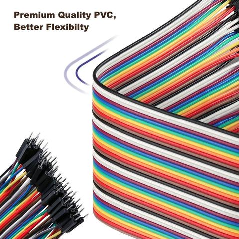 Dope 40 Piece Jumper Wire Kit With Female To Male Dupont Cables 20 Cm Length 8 Inch Multicolor Ribbon Wires For Breadboard Prototyping