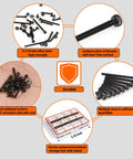 M2 Metric Hex Socket Head Cap Screw Kit With Nuts And Washers, 960 Pieces, Black Alloy Steel Fasteners, hex head details and storage box