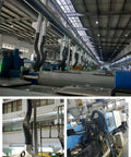 Badass 360 Degree Articulating Welding Fume Extractor Arm With Smooth Flexible Hose For Soldering Smoke And Industrial Dust Collection in a factory setting.