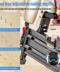 Tool-free adjustable nailing depth feature of 18 Gauge Pneumatic Brad Nailer Kit with 2000 Nails Included Lightweight Finish Nail Gun