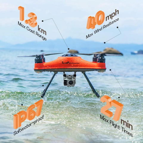 Fishing Drone With 4K Camera, 4.4 Lbs Payload, 1.3 Km Casting Range, Auto Drop And Return, IP67 Waterproof landing on water