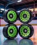 8 Pack Roller Skate Wheels 62mm X 42mm 90A High Rebound With Bearings And Mounting Tools ABEC 11-608 Installed Green