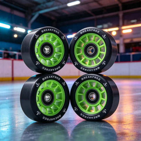8 Pack Roller Skate Wheels 62mm X 42mm 90A High Rebound With Bearings And Mounting Tools ABEC 11-608 Installed Green