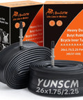 Two Pack 26 Inch Beefed Up Heavy Duty Bike Inner Tubes With FV48mm Presta Valve Compatible With 26 By 1.75 To 2.25 Tire Sizes 45 57 559 Durable Replacement Tubes featuring FV48 Presta valves and branded packaging
