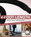 Durable 1.25 Inch By 4 Foot Flexible Wet Dry Vac Hose Replacement Vinyl Vacuum Hose For Standard One And A Quarter Inch Ports