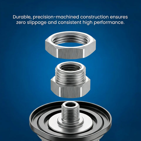 Exploded view of Universal Strip Disc Conversion Kit With Hex Lock Nut Adapter precision-machined components
