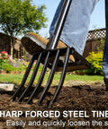 Heavy Duty Pitch Fork 45 Inch Garden Fork With Strong Steel Tines And Long Comfortable Handle for digging tough soil
