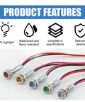 Stainless Steel Waterproof LED Indicator Light 12 24V IP66 Dash Lamp With 145Mm Wire 6Mm One Quarter Inch Flat Head Pilot Lamp For Cars Trucks Boats Marine Green Boss Grade All Weather Ready, five color lights