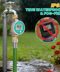 Metal Water Flow Meter Three Quarters Inch GHT Garden Hose Thread Brass Fittings Display in Garden