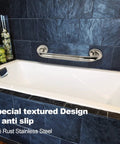 Bathtub with wall-mounted Two Pack 12 Inch Anti Slip Bathroom Grab Bar Set Stainless Steel Shower Handle Knurled Safety Rail.