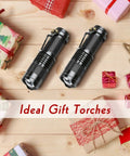 Ultra Bright Tactical Flashlight 2 Pack Mini LED Flashlight With Belt Clip Zoomable Beam 3 Modes Waterproof With Wrapped Gifts