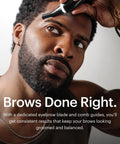 Man using Weed Whacker 3.0 Pro Electric Nose, Ear, And Eyebrow Trimmer With SkinSafe Dual Head System to trim eyebrows.