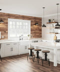 Modern kitchen featuring a Single Handle Kitchen Faucet With Side Sprayer In Satin Nickel or Oil Rubbed Bronze Finish, Victorian Style 2 Hole Mount, 1.8 Gpm Flow, Easy Temp Control, Brass Construction Built To Last For Everyday Kitchen Use on a white counter island.