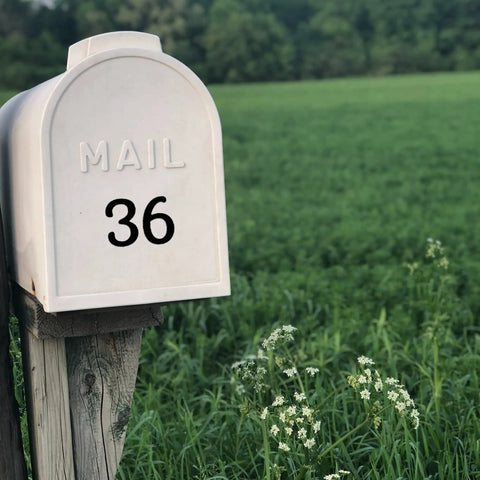 Mailbox with '36' using 1260 Pcs Dope Vinyl Letter Stickers Set In 10 Sheets Black Self Adhesive Numbers One Inch Size