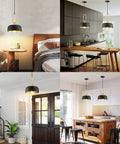 Industrial Pendant Lights 2 Pack Black Farmhouse Ceiling Fixtures Vintage Hanging Lights for Kitchen Island Hallway Dining Room